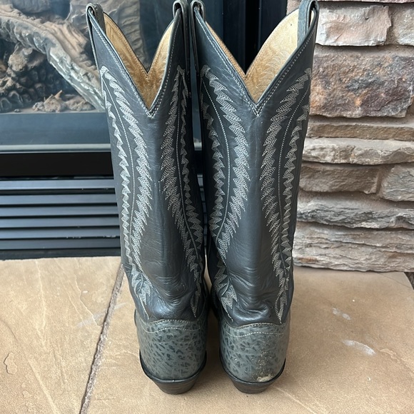 Justin Men’s Western Cowboy Boots {Grey Bullhide} 9.5D - Picture 4 of 12